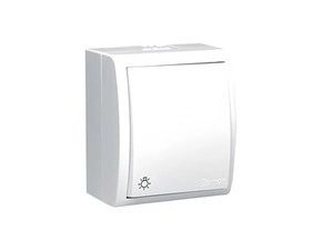 Ovladač zapínací SIMON AQUARIUS AQS1/11, IP54, řazení 1/0, 10 A/250 V~, šroubové svorky, bílá