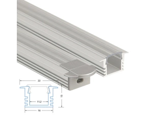 Profil vestavný MC LED VL, 22x13 mm, včetně čirého difuzoru, 1 m