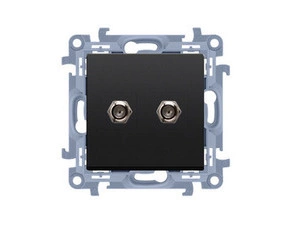 Zásuvka anténní SIMON CASF2.01/49, SAT+SAT koncová 2 násobná (přístroj s krytem), černá matná