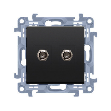 Zásuvka anténní SIMON CASF2.01/49, SAT+SAT koncová 2 násobná (přístroj s krytem), černá matná