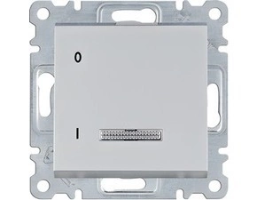 HAG WL0612 Spínač 1-pólový s podsvětlením, řazení 1, 16A/250V, stříbrná mat