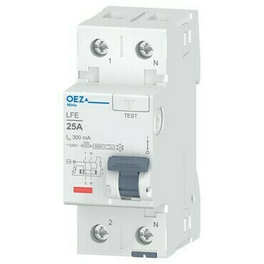 Chránič dvoupólový OEZ:46397 LFE-25-2-300A, In 25 A, Ue AC 230 V, Idn 300 mA, 2pól, Inc 6 kA, typ