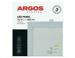 ARGOS LED panel vestavný, čtverec 18W 1600LM IP20 CCT - Bílá