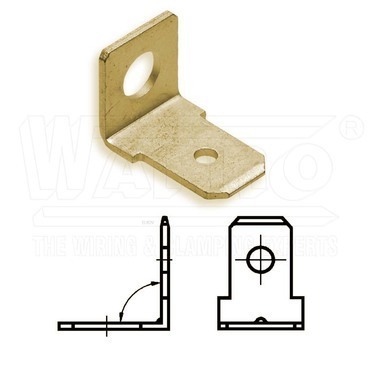 wpr9104 KONY-V90-6308-M5 nýtovací kolík úhlový 90° (DIN 46244), 6,3 x 0,8 mm, o M5, mosaz