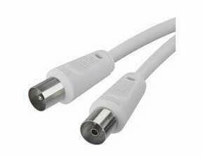 Kabel anténní EMOS S30100, koaxiální, PVC, IEC vidlice/IEC zásuvka, přímý, bílá, 1,25 m