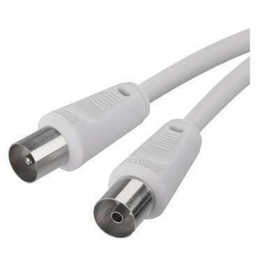 Kabel anténní EMOS S30100, koaxiální, PVC, IEC vidlice/IEC zásuvka, přímý, bílá, 1,25 m