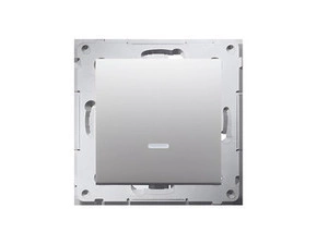 Přepínač střídavý SIMON 54 DW6AL.01/X/43, s orientačním LED podsvětlením, řazení 6So, stříbrná metal