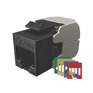 Keystone datový SOLARIX SXKJ-10G-UTP-RAL-SA, CAT6A, UTP, RJ45, černá, samořezný