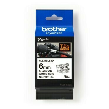 BROTHER TZEFX211 flexibilní bílá/černá 6mm