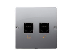 Zásuvka telefonní SIMON BASIC BMT2.02/21, 2 násobná RJ12 (přístroj s krytem), ocelová