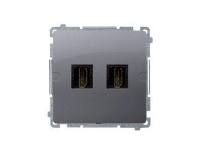 SIMON Basic BMGHDMI2.01/21 dvojitá zásuvka HDMI, (strojek s krytem) Inox
