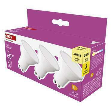 EMOS ZQ8E42.3 LED CLS MR16 7W(60W) 806 lm GU10 WW 3PC