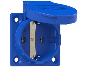 SCHM PC-1050-0b / 1050-0b zásuvka vestavná 3-pólová, 16A / 250V, IP54, modrá, zadní přívod, DE stand