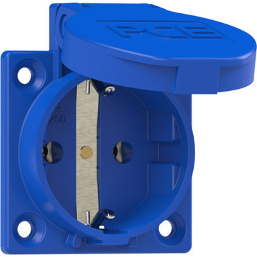 SCHM PC-1050-0b / 1050-0b zásuvka vestavná 3-pólová, 16A / 250V, IP54, modrá, zadní přívod, DE stand