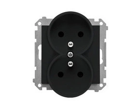 Zásuvka SIMON TGZ2MCZ.01/149, 2P+T 2 násobná, se clonkami, černá matná