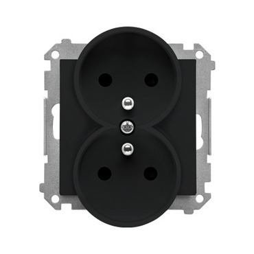 Zásuvka SIMON TGZ2MCZ.01/149, 2P+T 2 násobná, se clonkami, černá matná