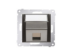 Kryt SIMON DKP1S.01/48, telef. a datové zás. 1 nás., zkosený, s popis. polem, antracitová metalíza