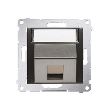 Kryt SIMON DKP1S.01/48, telef. a datové zás. 1 nás., zkosený, s popis. polem, antracitová metalíza