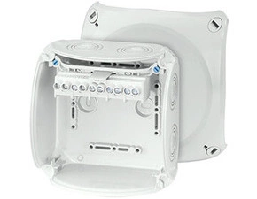 HEN KF 0606 G Krabicová rozvodka pro nechráněné venkovní instalace, šedá, s předlisy, s 5 pólovou sv