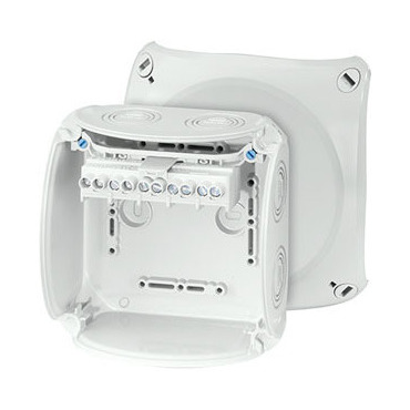 HEN KF 0606 G Krabicová rozvodka pro nechráněné venkovní instalace, šedá, s předlisy, s 5 pólovou sv