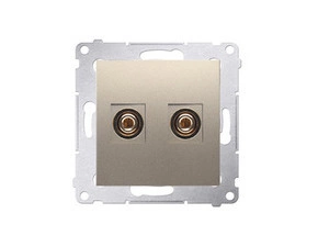 Zásuvka reproduktorová SIMON DGL2.01/44, 1 násobná (přístroj s krytem), zlatá metalizovaná