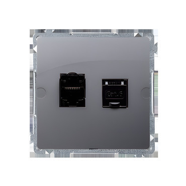 Zásuvka datová SIMON BASIC BM62E.01/43, 2násobná stíněná RJ45 kat. 6, s protiprachovými clonkami, st