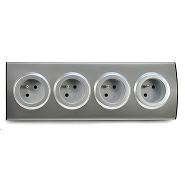 SOLIGHT 4z blok zásuvek do rohu, prodlužovací přívod 1,5m, 3 x 1mm2, stříbrný