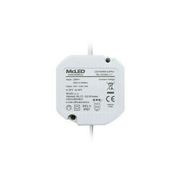 LED driver napěťový MC LED 12W, DC 24V/0,5A, IP67, do elektroinstalační krabice