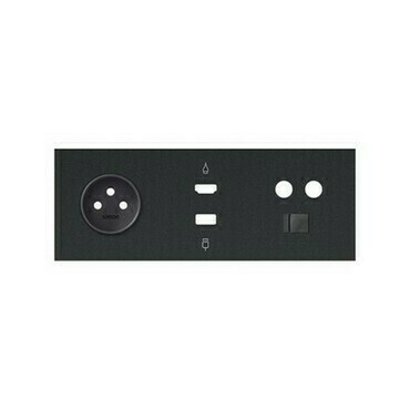 Sestava 3 násobná: 1 zásuvka+1 HDMI+1 USB+1 TV+1 RJ45, černá matná