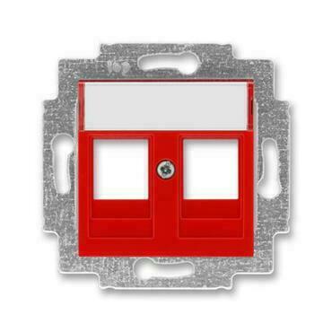 Kryt zásuvky ABB Levit 5014H-A01018 65, červená, komunikační (2x), s kov. upevň. třmenem
