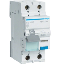 Chránič kombinovaný HAGER ADA963D chránič s nadproudovou ochranou C, 1+N, 6 kA, 0,03 A