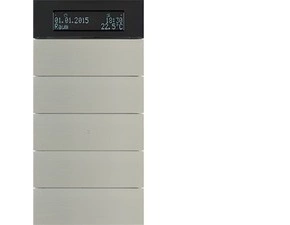 HAG 75665593 Senzor, tlačítkový, 5-násobné s pokoj. termostatem a displejem, B.IQ, ušlecht. nerez. o