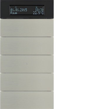 HAG 75665593 Senzor, tlačítkový, 5-násobné s pokoj. termostatem a displejem, B.IQ, ušlecht. nerez. o