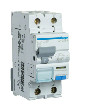 Chránič kombinovaný HAGER ADA932D chránič s nadproudovou ochranou B, 1+N, 6 kA, 0,03 A
