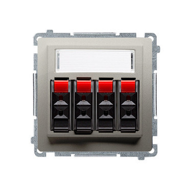 Zásuvka reproduktorová SIMON BMGL34.01/29, 4 násobná (přístroj s krytem), s popisným polem, saténová