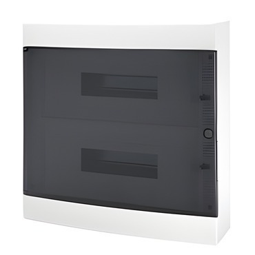 Dekor. rozvaděč nástěnný GEWISS GW40049BS, 36m (18x2) ip40, 1ks n/pe svorkovnice, kouřová dvířka