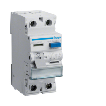 Chránič dvoupolový HAGER CFA240D Proudový chránič 2 pól. 40/0,3 A, A