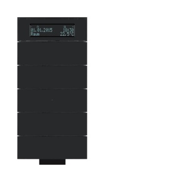 HAG 75665692 Senzor, tlačítkový IR, 5-násobné s pokoj. termostatem a displejem, B.IQ, sklo, černá