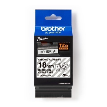 BROTHER  Páska do tiskárny štítků , TZE-S141, 18mm, černý tisk/průsvitný podklad, extrémně a