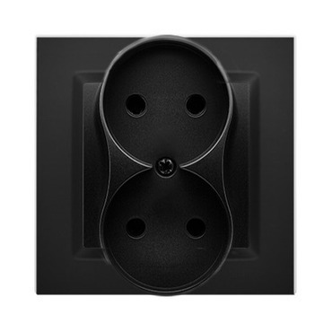 Zásuvka SIMON CG2/49, 2 násobná (přístroj s krytem), bez uzemnění, šroubové svorky, černá matná