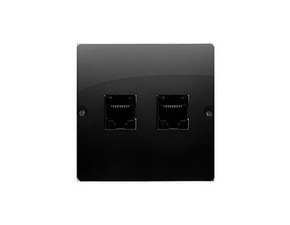 Zásuvka datová SIMON BASIC BMF52.02/49, 2 násobná RJ45 kat. 5e (přístroj s krytem), černá matná