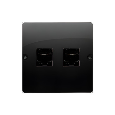 Zásuvka datová SIMON BASIC BMF52.02/49, 2 násobná RJ45 kat. 5e (přístroj s krytem), černá matná