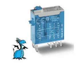 FINDER 46.52.9.012.5040 Relé prům.min., DIN, 2P/8A, 12V DC, MA_MI, Au RP 0,02kč/ks