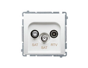 Zásuvka anténní SIMON BMZAR+SAT3.1-P2.01/11, SAT+SAT+RTV, SAT: 5–2400 MHz, RTV:5–862 MHz, bílá