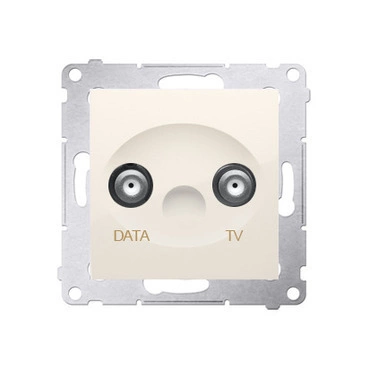 Zásuvka anténní SIMON DAD1.01/41, TV+DATA (přístroj s krytem), 1x vstup: 5÷1000 MHz, krémová