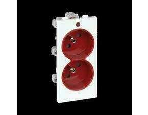 Zásuvka CIMA SIMON S2/6/9, 2 nás., Schuko se sign., 16A/250V~, šr. sv., červená/bílá