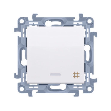 Přepínač křížový SIMON CW7L.01/11, s orient. LED podsv., ř.7So, 10A/250V~, šr. sv., bílá