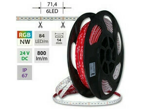 LED pásek MC LED SMD5050 RGB + NW, 84LED/m, 15W/m, DC 24V, 800lm/m, IP67, 14mm, 5m