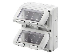 Skříňka combi 27 GEWISS GW27051, svislý, 8 pozic, moduly 4x2, šedá, ip55