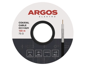 Kabel koaxiální ARGOS CC113UV, PVC, UV, vodič 1,13 mm, plášť 7,05 mm, venkovní, 100 m